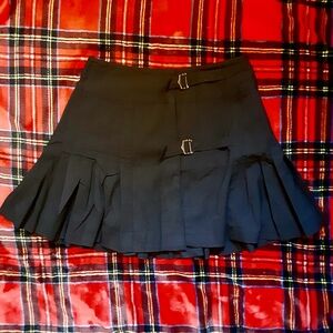 Rag & Bone Black Wool Pleated School Girl Skirt With Buckles Size 28